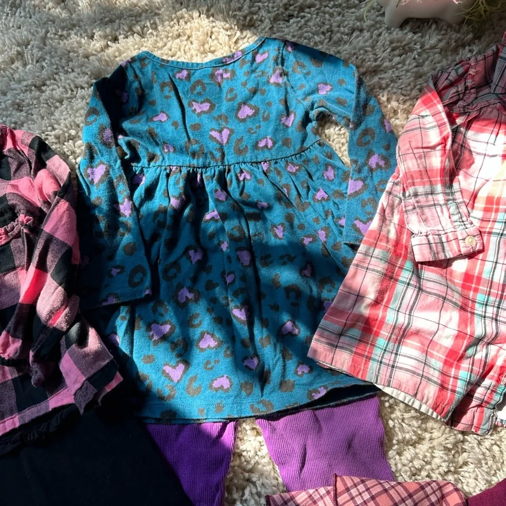 Girls 2T Fall Autumn flannel colorful set of girl toddler tops dresses s…